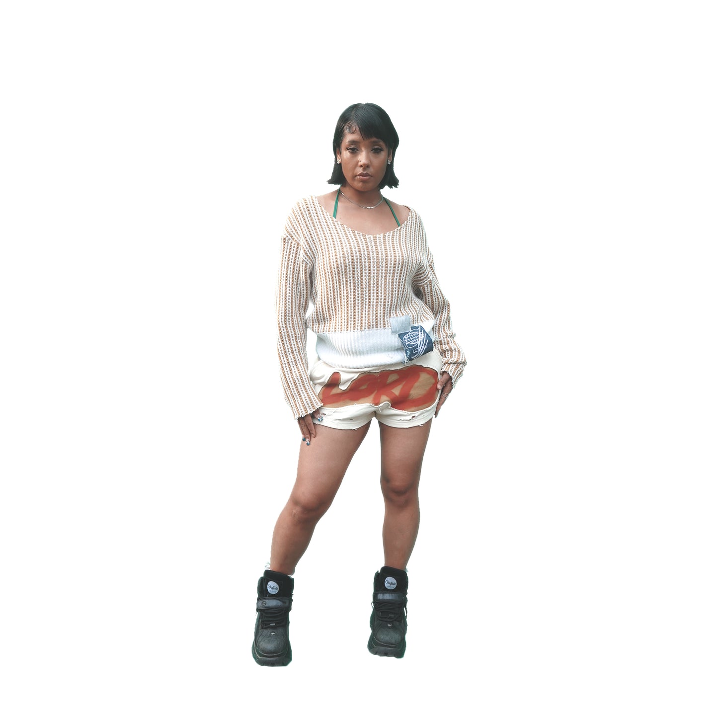LORD "Shell" Wide-neck Cropped Knit Tunic 001