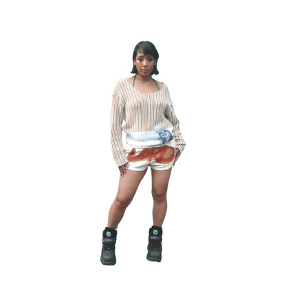 LORD "Shell" Wide-neck Cropped Knit Tunic 001
