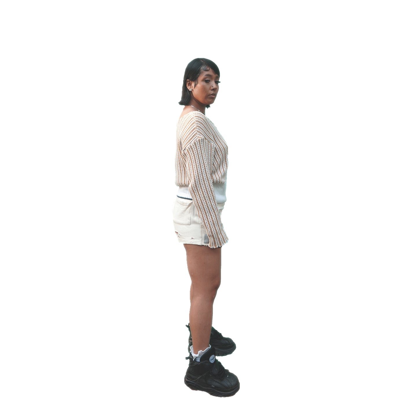 LORD "Shell" Wide-neck Cropped Knit Tunic 001